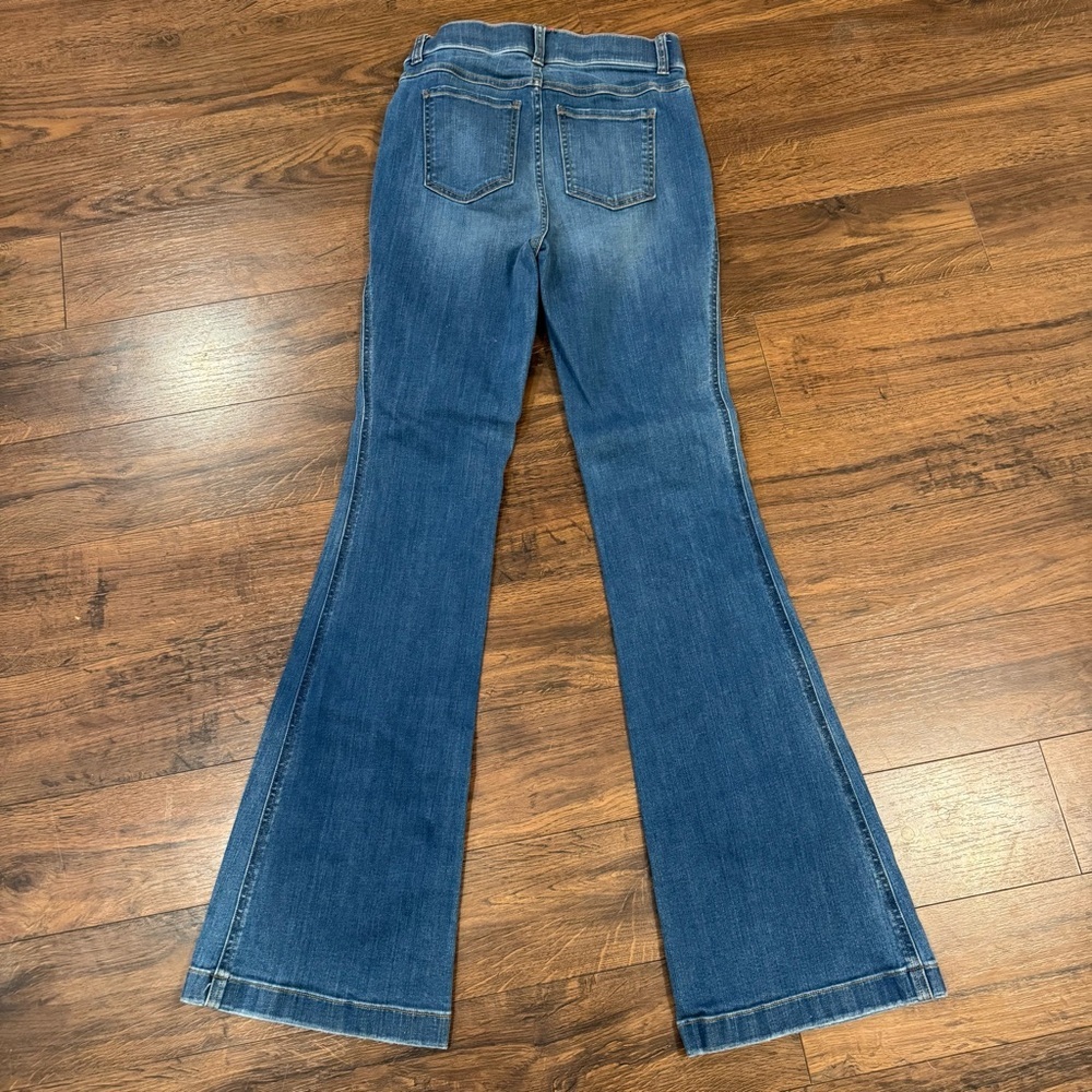 Spanx High Rise Flare Jeans S Tall Tummy Control Denim Pull Up Pants Light Wash - Picture 2 of 7
